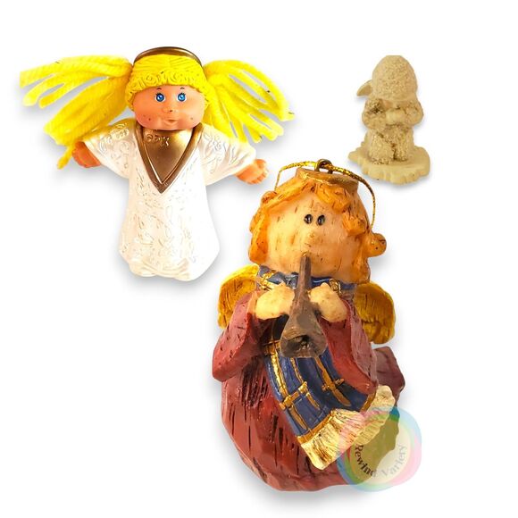 Lot of 3 VTG Angel Ornaments & Figurines Dept 56 Cabbage Patch Folk Art Kitsch - Picture 1 of 16